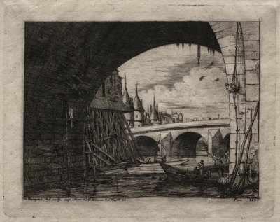 نقوش باريس: قوس جسر نوتردام ، 1853. بواسطة تشارلز ميريون