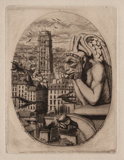 نقوش باريس: The Gargoyle ، 1853. بواسطة تشارلز ميريون
