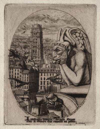 نقوش باريس: The Gargoyle ، 1853. بواسطة تشارلز ميريون