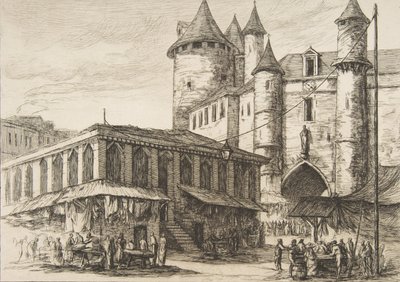 Le Grand Châtelet Grand Châtelet ، باريس حوالي عام 1780 ، بعد رسم سابق ، 1861. بواسطة تشارلز ميريون