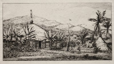 كاليدونيا الجديدة: الكوخ الأصلي الكبير على الطريق من Balade إلى Puebo ، 1845 بواسطة تشارلز ميريون