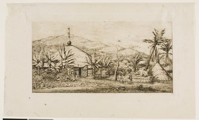 كاليدونيا الجديدة: الكوخ الأصلي الكبير على الطريق من Balade إلى Puépo ، 1845 بواسطة تشارلز ميريون