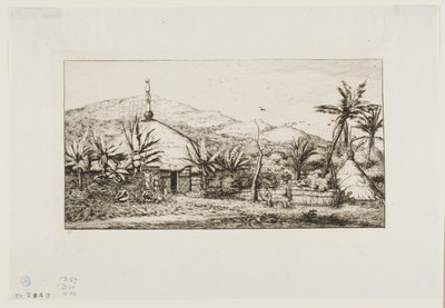 كاليدونيا الجديدة: الكوخ الأصلي الكبير على الطريق من Balade إلى Puépo ، 1845 بواسطة تشارلز ميريون