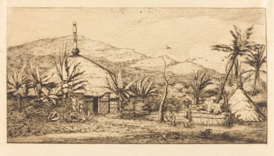 كاليدونيا الجديدة: كوخ أصلي كبير على الطريق من Ballade إلى Poebo ، 1845 (New Caledonia: Large Native Hut on the Road from Balade to Puebo ، 1845) بواسطة تشارلز ميريون
