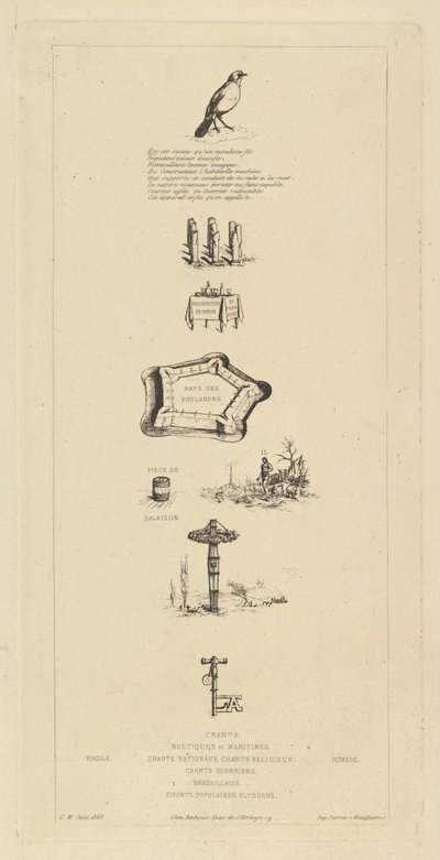Rebus: لم يكن Béranger قويًا حقًا ، لأنه لم يكن لديه أبدًا مفتاح الحقول ، 1863. بواسطة تشارلز ميريون