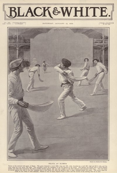 The Basque sport of pelota being played at Olympia, London (litho) بواسطة تشارلز ميلز (بعد) شيلدون