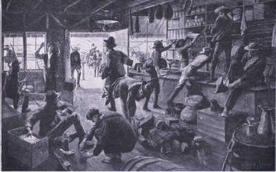 البوير ينهبون متجراً في ملكية نهر غرانج ، التوضيح من بعد بريتوريا: حرب العصابات ، 1902 بواسطة تشارلز ميلز شيلدون