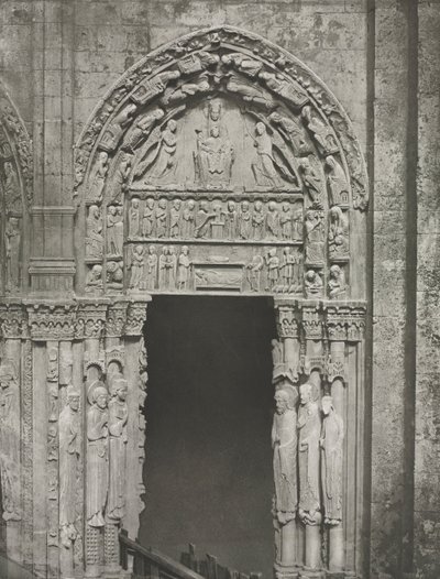 كاتدرائية شارتر: الباب الأيمن للبوابة الملكية مع سيدة شارتر ، 1857. بواسطة تشارلز نيجري