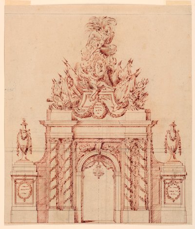 تصميم لزخرفة مرسومة تكريماً للجنرال الفرنسي الذي كان حاكماً لولي العهد بواسطة Charles Nicolas Cochin the younger