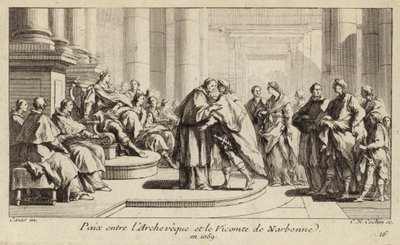 سلام بين الأسقف و Viscount of Narbonne بواسطة تشارلز نيكولاس الثاني كوتشين