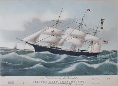 سفينة المقص الأمريكية 'Dreadnought' ، الطباعة الحجرية بواسطة Nathaniel Currier (1813-88) بواسطة تشارلز بارسونز