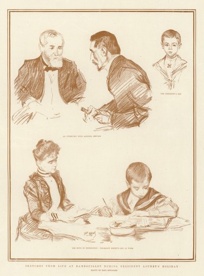 اسكتشات من الحياة في رامبوييه خلال عطلة الرئيس لوبيه بواسطة Charles Paul Renouard