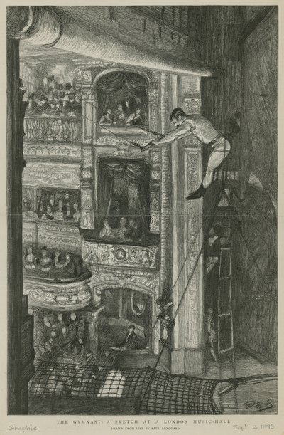 الجمباز: رسم تخطيطي في قاعة لندن للموسيقى بواسطة Charles Paul Renouard