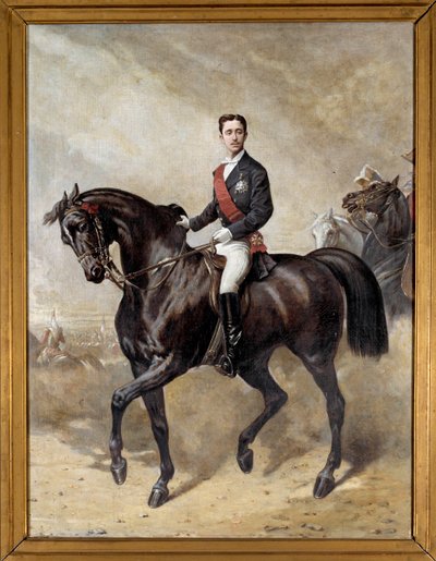 Equestrian portrait of Prince Imperial Eugene Louis Napoleon, son of Napoleon III (1856 - 1879). Painting by Charles Porion (19th Century) بواسطة تشارلز بوريون