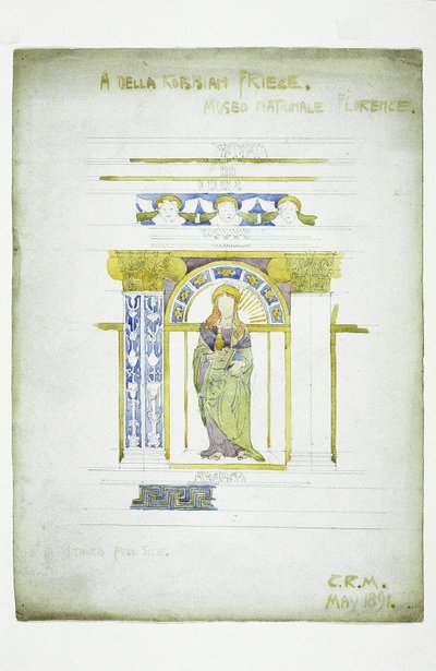 A Della Robbian [sic] Frieze، Museo Nationale، Florence، 1891 (قلم رصاص وألوان مائية على ورق) بواسطة تشارلز ريني ماكينتوش