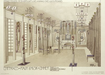 تصميم لغرفة موسيقى ، ج .1901 بواسطة تشارلز ريني ماكينتوش