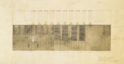 تصميم للجدار والطاولة والأبواب ، 1905 (مرحاض فوق قلم وحبر على ورق) بواسطة تشارلز ريني ماكينتوش