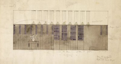 تصميم للجدار والطاولة والأبواب ، AS Ball ، برلين ، 1905 بواسطة تشارلز ريني ماكينتوش