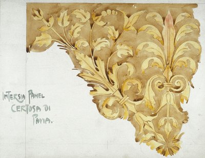 Intarsia Panel، Certosa di Pavia، 1891 (قلم رصاص وألوان مائية على ورق) بواسطة تشارلز ريني ماكينتوش