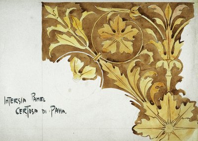Intarsia Panel، Certosa di Pavia، 1891 (قلم رصاص وألوان مائية على ورق) بواسطة تشارلز ريني ماكينتوش