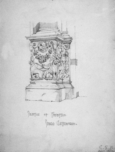 رسم تخطيطي لقاعدة التمثال ، كاتدرائية سيينا ، 1891 بواسطة تشارلز ريني ماكينتوش