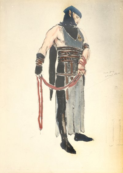 تصميم الأزياء لخادم الملكات في Le Mort de Tintagiles ، 1912 (مرحاض على ورق) بواسطة تشارلز ريكيتس
