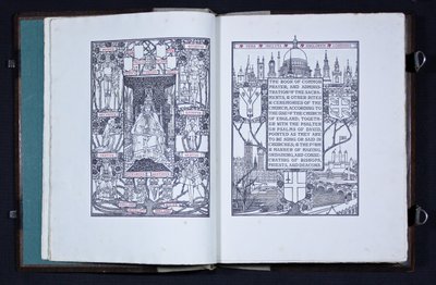 صفحة العنوان والواجهة من "كتاب الصلاة لإدوارد السابع" ، الذي نشرته مطبعة إسكس هاوس بواسطة تشارلز روبرت أشبي