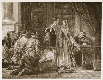 إحجام السيدة جين غراي عن قبول التاج ، سيون هاوس ، 8 يوليو 1553 ، رسم توضيحي من "كنيسة إنجلترا: تاريخ للشعب" بقلم HDM Spence-Jones ، حانة. ج .1910 (صورة بني داكن بواسطة تشارلز روبرت ليزلي