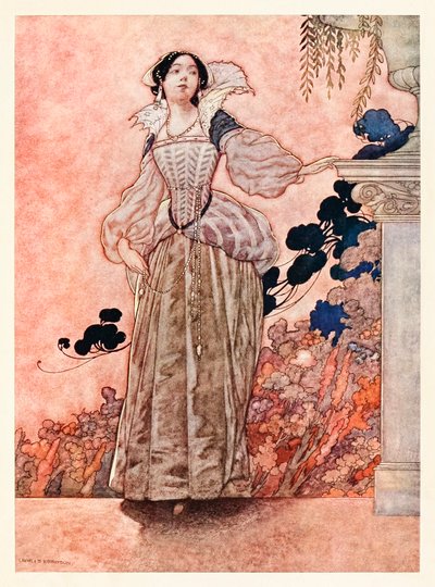 "حواجب عشيقتى سوداء الغراب" من فيلم "Of His Lady Love" في أغاني و Sonnets لـ William Shakespeare. بواسطة تشارلز روبنسون