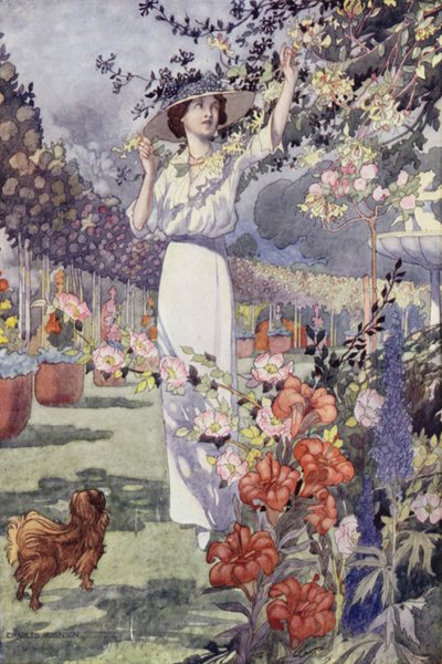 Our Sentimental Garden: The Hemicycle (colour litho) بواسطة تشارلز روبنسون