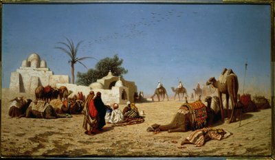 قافلة متوقفة في الصحراء بواسطة تشارلز تيودور فرير