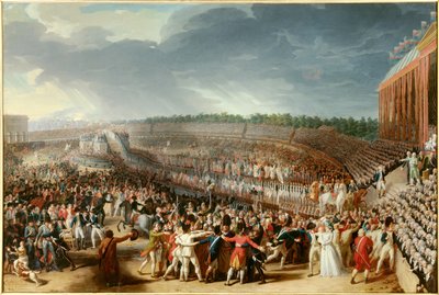 الثورة الفرنسية: "" عيد الاتحاد في 14 يوليو 1790 في تشامب دي مارس "" لوحة لتشارلز تيفينين (1764-1838) 1790 صن. 1،27x1،83 م باريس ، متحف كارنافالي بواسطة تشارلز ثيفينين