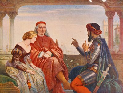 شكسبير: Wooing of Desdemona ، عطيل ، الفصل الأول ، المشهد 3 (لون ليثو) بواسطة تشارلز ويست (بعد) كوب