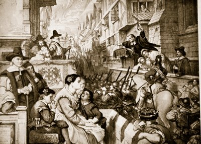 تغادر عصابات القطارات لندن ، توضيح من "قصة هتشنسون عن الأمة البريطانية" ، ج .1923 بواسطة تشارلز ويست كوب