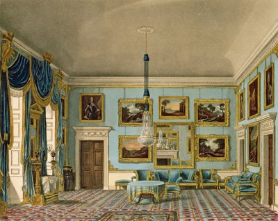 غرفة Blue Velvet في Buckingham House ، نقشها دانيال هافيل بواسطة تشارلز وايلد