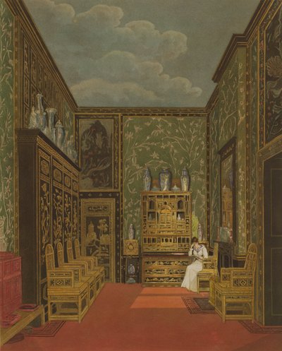 The Green Closet at Frogmore من Pyne &39;The History of Royal Residences&39; منقوش بواسطة William James Bennett (1787-1844) ، نشر في عام 1819 بواسطة تشارلز وايلد