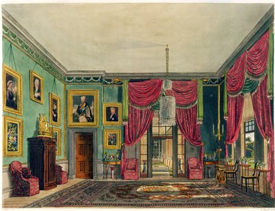 الجناح الأخضر ، Frogmore House ، من "تاريخ المساكن الملكية" ، نقشه دانيال هافيل (1785-1826) ، بقلم ويليام هنري باين (1769-1843) ، 1819 بواسطة تشارلز وايلد