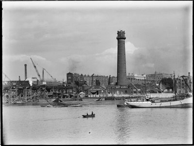 Shot Tower and Lead Works، Belvedere Road، Lambeth، Greater London Authority، 1936. بواسطة تشارلز وليام بريكيت