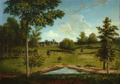 منظر طبيعي باتجاه قاعة البائعين من Mill Bank ، c.1818 بواسطة تشارلز ويلسون بيل