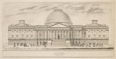 مبنى الكابيتول ، واشنطن العاصمة ، منقوش بواسطة هنري وجيمس ستون (ازدهرت 1822-1849) ، 1826 (نقش مائي ونقش على الورق) بواسطة تشارلز بعد Bulfinch