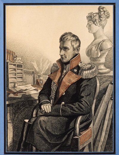 صورة للكونت ميخائيل فورونتسوف (1782-1856) (صورة للكونت م. فورونتسوف). عمل كارل فون هامبين (1794-بعد 1880) ، بقلم رصاص وألوان مائية على ورق ، حوالي 1820. الفن الروسي بواسطة تشارلز دي هامبلن