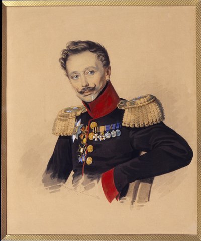 صورة للأمير فيودور فيودوروفيتش جاجارين (1746-1863) (صورة ف.ف. جاجارين). عمل كارل فون هامبين (1794-بعد 1880) ، بقلم رصاص وألوان مائية على ورق ، حوالي عام 1830. الفن الروسي بواسطة تشارلز دي هامبلن