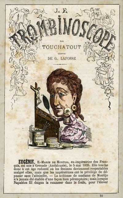 أوجيني دي مونتيجو ، الغلاف الأمامي لـ "Le Trombinoscope" رقم. 10 ، 1871 بواسطة شارل دي لافوس