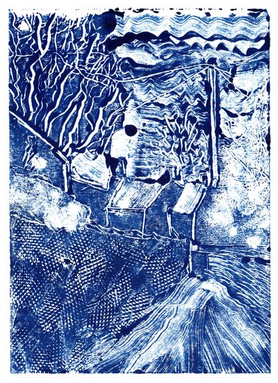 مسيرة في الصباح الباكر ، 2019 (monoprint) بواسطة شارلوت أور