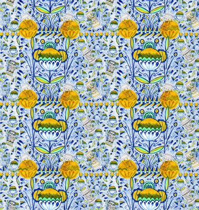 Ashmolean Museum Pattern Pattern Design، 2020 (فرشاة وأقلام) بواسطة شارلوت أور