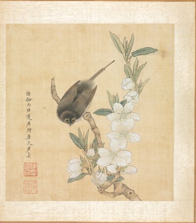 اللوحات بعد الأساتذة القدامى: طائر وفرع أزهار الخوخ بواسطة Chen Hongshou