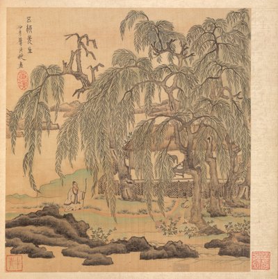 اللوحات بعد الأساتذة القدامى: السيد فايف ويلوز (ووليو) ، تاو يوان مينغ بواسطة Chen Hongshou