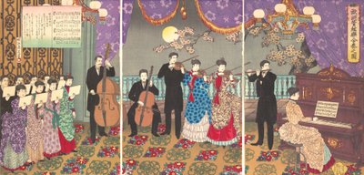 حفل للموسيقى الأوروبية Oshu kangengaku gasso no zu ، 1889. ، 1889. بواسطة تشيكانوبو يوشو