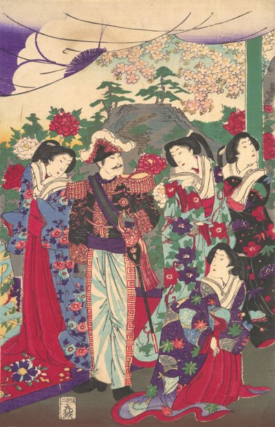 الإمبراطور بين سيدات البلاط ، كاليفورنيا. 1880. ، كاليفورنيا. 1880. بواسطة تشيكانوبو يوشو