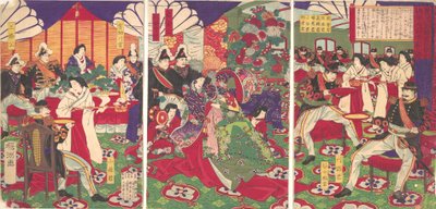 قادة تهدئة ثوار كاغوشيما يحتفلون بالكؤوس ... ، 20 سبتمبر ، 1877. بواسطة تشيكانوبو يوشو